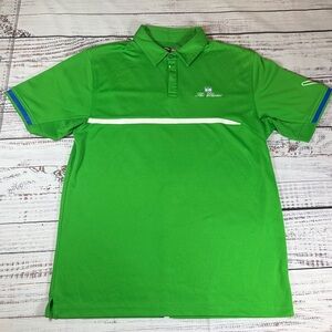 Callaway Polo Shirt Mens Large Fern Green Blue Stripe Performance Golf